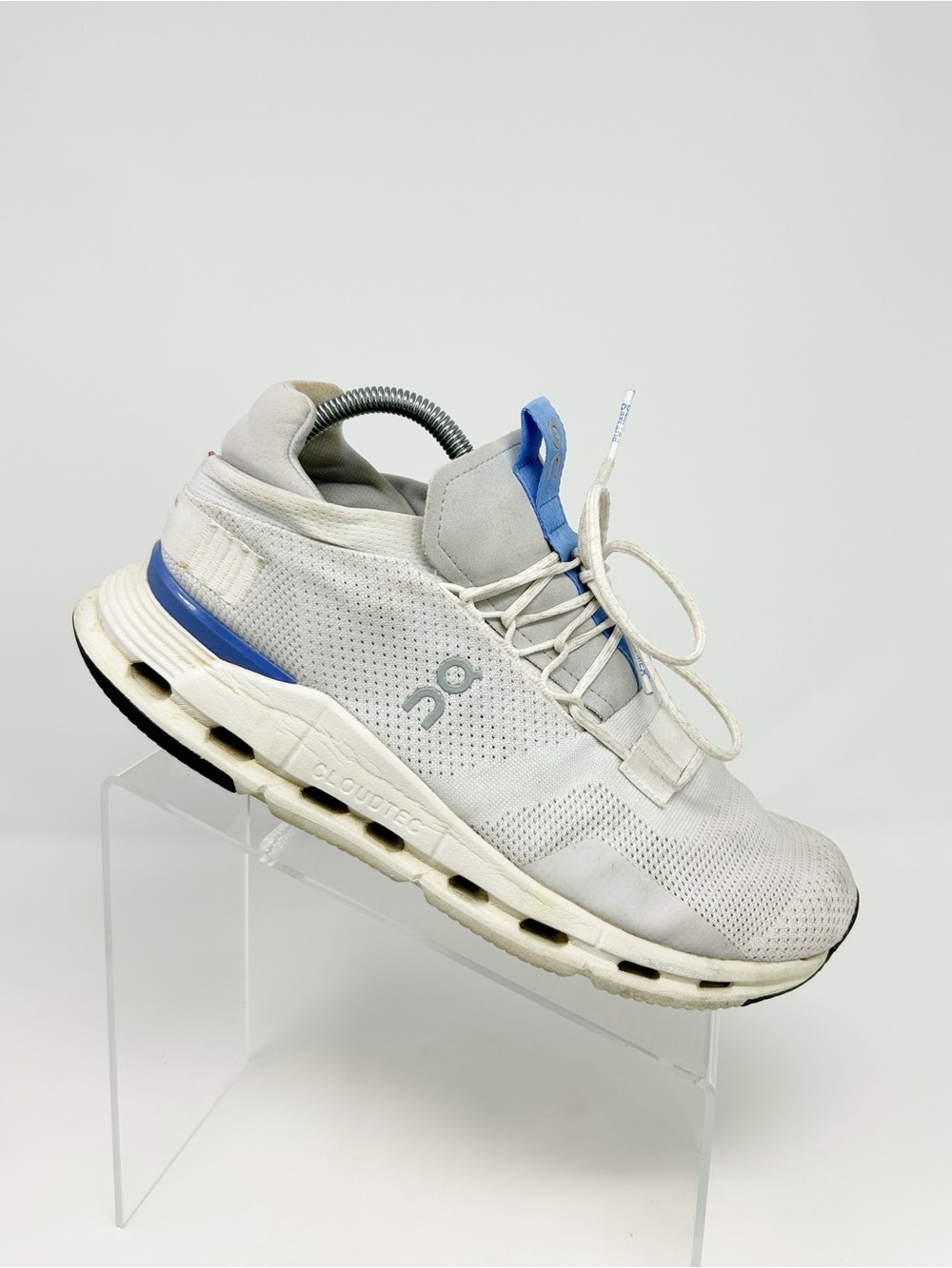 On Running Cloudnova Men's Sneakers White Ultramarine Blue Lace-Up Size 9